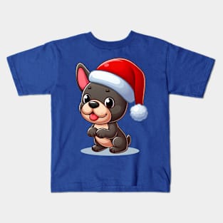 French Bulldog in a Santa Hat Kids T-Shirt